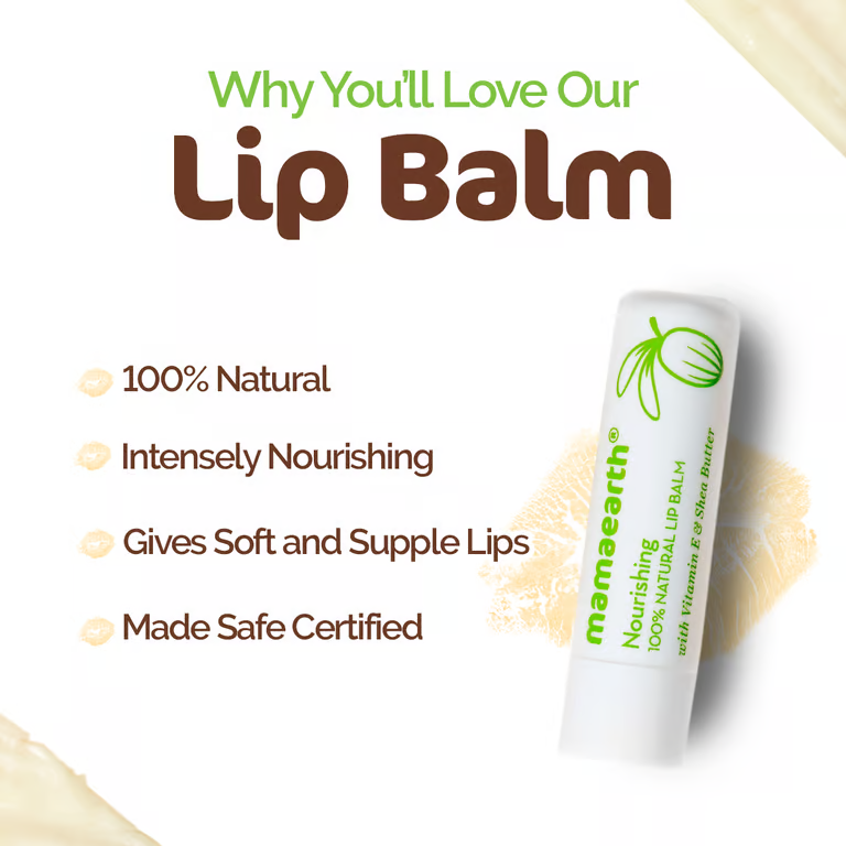 Mamaearth Nourishing 100% Natural Lip Balm with Vitamin E and Shea Butte