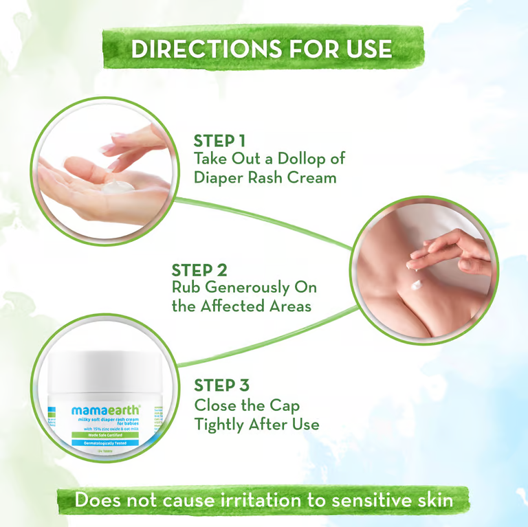 Mamaearth Milky Soft Diaper Rash Cream for Babies directions for use